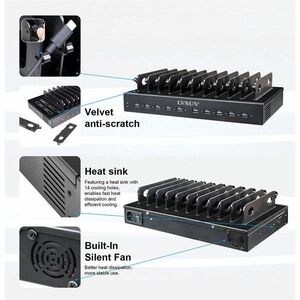 4XEM 10-Port USB-C Desktop Charging Station - 500W Total, 45W Fast Charging per Port - 500 W - 4.90 ft Cable - 120 V AC, 2