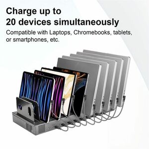 4XEM 20-Port USB-C Desktop Charging Station - 800W Total, 35W Fast Charging per Port - 800 W - 4.90 ft Cable - 120 V AC, 2