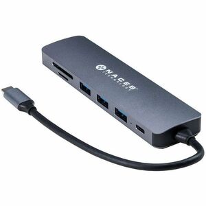 Naceb Base de conexión - Lector de tarjeta memoria - SD, TransFlash - Gris - 4 x puertos USB - 3 x USB 3.0 - USB tipo-C - 