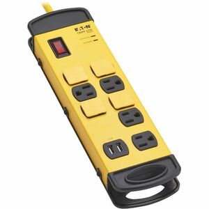 Eaton Tripp Lite Series 8-Outlet Industrial Safety Surge Protector - 2 USB-A Ports, 25 ft. Cord, 1960 Joules, Metal Housin