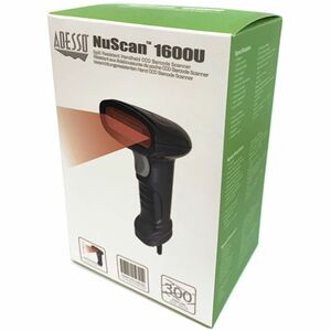 Adesso NuScan 1600U Healthcare, Warehouse Handheld Barcode Scanner - Cable Connectivity - 300 scan/s - 406.40 mm Scan Dist