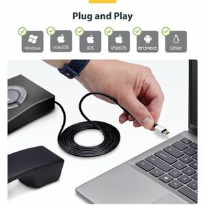 StarTech.com 1.80 m RJ-9/USB-C Phone Cable - 1 - Cable for Phone, Handset, Telephone, Mobile Device, MAC - 480 Mbit/s - Black