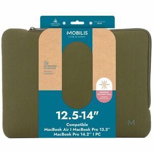 MOBILIS Carrying Case (Sleeve) for 31.8 cm (12.5") to 35.6 cm (14") Notebook - Khaki, Grey