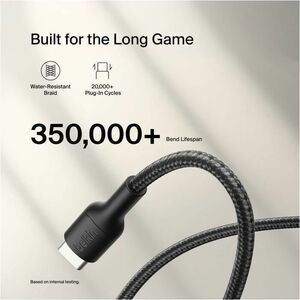 Belkin USB-C to USB-C Cable 60W for Nintendo Switch 2 - 6.56 ft USB-C Data Transfer Cable for Gaming Console, Smartphone, 