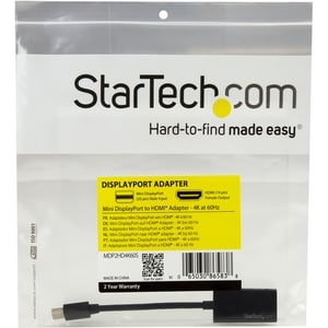 StarTech.com A/V Cable - 1 Each - 1 x 20-pin Mini DisplayPort 1.2 Digital Audio/Video - Male - 1 x 19-pin HDMI 2.0 Digital