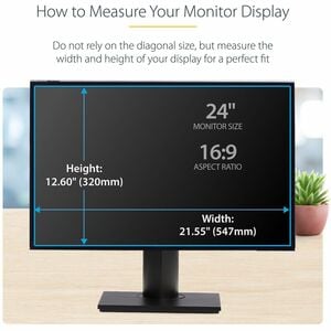 StarTech.com Acrylic Privacy Screen Filter - Black - 1 Each - For 60.96 cm (24") Widescreen LCD Monitor - 16:9 - Blue Ligh
