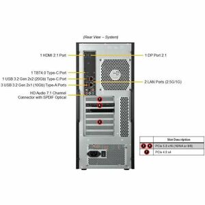 Supermicro SuperWorkstation SYS-532AW-C 服务器光架系统 - 中塔 - 1 x 处理器支持 - Intel W880 芯片 - 192 GB DDR5 SDRAM 最大内存支持 - 4 Total Memo