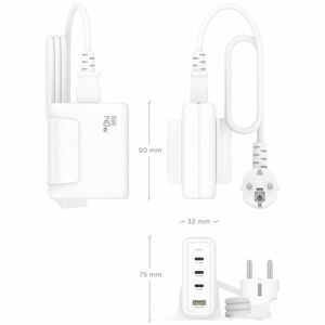 CARGADOR SOBREMESA GAN 140W 3XUSB-C PD3.0 QC5.0 USB-A QC3.0