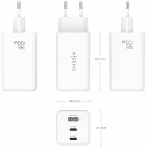 CARGADOR GAN 100W 2XUSB-C PD3.0 QC 4.0 QC 5.0 1XUSB-A QC 3.0