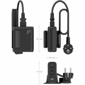 CARGADOR SOBREMESA GAN 140W 3XUSB-C PD3.0 QC5.0 USB-A QC3.0