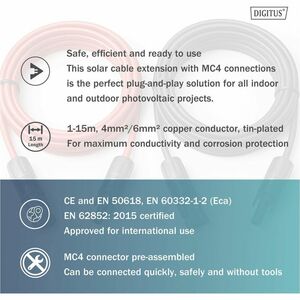 Digitus Verlängerungskabel - 3 m - für Solarpanel, Leistungswechselrichter - MC4 / MC4 - 1000 V AC / 30 A, 1500 V DC - Out