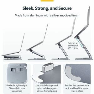 StarTech.com Supporto per PC portatile con base girevole a 360°, rialzo rotante per laptop, altezza e inclinazione regolab
