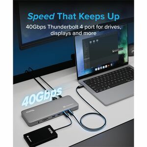 Plugable Thunderbolt 4 Dock for M4 MacBook Air & Pro: 100W Charging Driverless Laptop Docking Station - 4K HDMI Dual Monit