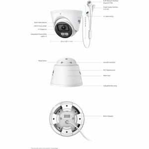 VIGI InSight S445S 4 Megapixel Netzwerkkamera - Farbe - Turret - 30 m Infrarot/Farbe Nachtsicht - H.265+, H.265, H.264, H.