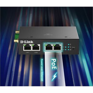 D-Link DWM-314-TP/B 4G LTE M2M VPN PoE+ Router. Interface: 2x RJ45, 2x RJ45 PoE, Antenna type: External. Networking standa