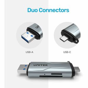 USB3.0 (USB-A & USB-C) to Micro SD/SD Card Reader Space Grey UNITEK blister card