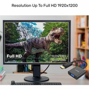 Unitek Video Adapter - 1 - 1 x DisplayPort Digital Audio/Video - Male - 1 x 15-pin HD-15 VGA - Female - 1920 x 1200 Suppor
