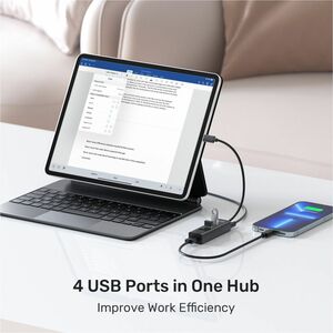 Unitek USB Hub - USB Type C - 640 MB/s - Smartphone, Flash Drive - Portable - Black - 4 Total USB Port(s) - 4 USB 3.0 Port