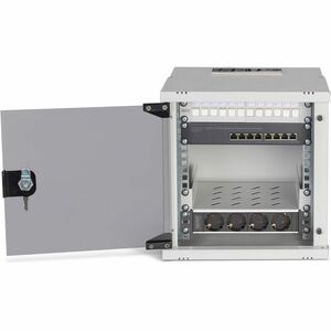Digitus 10U Wandmontierbar Geschlossener Schrank Rackschrank für Server, Netzwerk-Geräte - Hellgrau - Glas - 30 kg Maximal