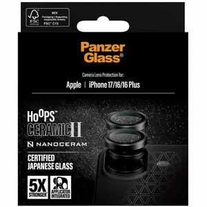 PanzerGlass ® Hoops® Ceramic II Camera Lens Protector iPhone 17 | iPhone 16 | 16 Plus. Brand compatibility: Apple, Compati