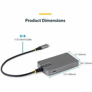 StarTech.com USB Hub - USB 3.2 (Gen 1) Type C - 640 MB/s - Desktop, Notebook, Flash Drive - Portable - Space Gray - UASP S
