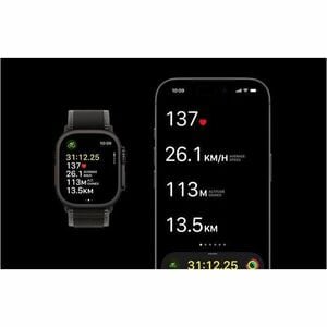 Apple Watch Ultra 3 Smart Watch - 49 mm Case Height - 44 mm Case Width - Black Case Color - Black, Charcoal Band Color - T