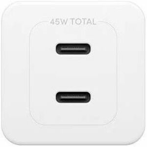 PanzerGlass Turbo 45 W AC Adapter - Universal Adapter - 2 USB Type-C - For Smartphone, Tablet PC - Europe - Silver, White