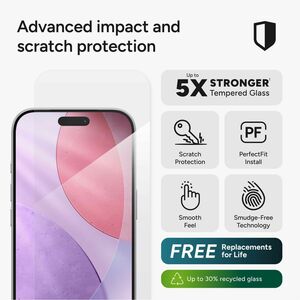 InvisibleShield Glass Elite. Markenkompatibilität: Apple, Kompatibilität: iPhone 17 Pro, Schutzfunktion: Bruchfest, Staubr