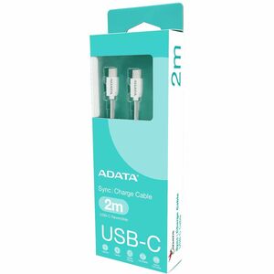 Adata CACC-200PN-WH 2m USB-C Cable de transferencia de datos - Cable for Portátil, iPhone, Smartphone, Tableta, consola de