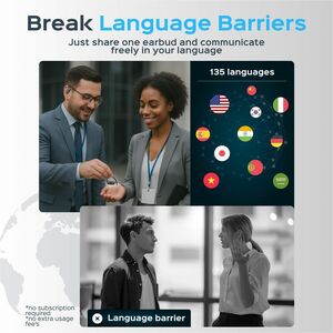 Treblab AI Wireless Bluetooth Translation Earbuds - Siri, Google Assistant - Stereo - True Wireless - Bluetooth - 33 ft - 