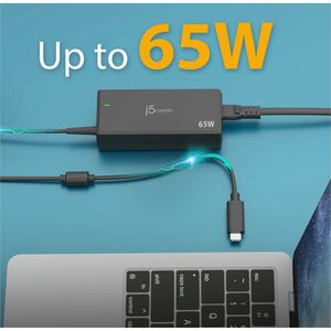 j5create JUP1265-FN 65 W Adaptador de CA - 1 Pack - Adaptador universal - 1 USB Tipo C - para PC Tablet, Smartphone, Noteb