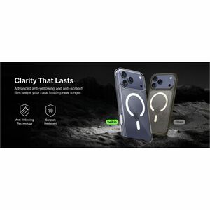 Belkin SheerForce Case for Apple iPhone 17 Pro Max Smartphone - Texture Sides - Clear - Glossy - Drop Resistant, Yellowing