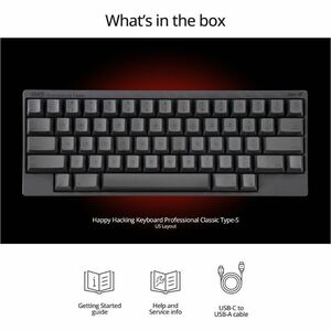 PFU Happy Hacking Keyboard Professional Classic Keyboard - Cable Connectivity - Compact - USB Type C Interface - 60 Key(s)