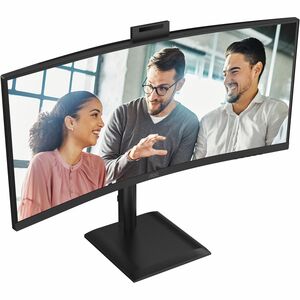 AOC CU34E4CW 34 Zoll Class Webcam UW-QHD Gekrümmter Bildschirm LED-Monitor - 21:9 Format - Schwarz - 86,4 cm (34 Zoll) Vie