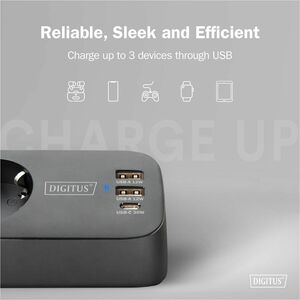 Digitus Steckdosenleiste - 2 x USB Typ A, 1 x USB Typ C, 3 x AC-Strom - 1,50 m Kabel - 16 A Stromstärke - 250 V AC Voltage