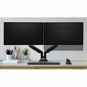 One-Touch Height Adjustable Dual Monitor Arm - Black