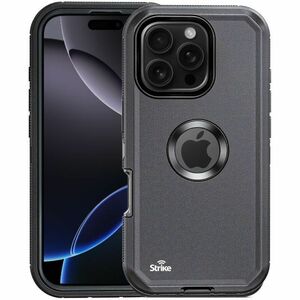 Strike Rugged Case for Apple iPhone 16 Pro Max Smartphone - Rubberised - Black - 1 - Dust Resistant, Debris Resistant, Sho