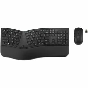 Kensington Pro Fit Ergo KM680 EQ Rechargeable Desktop Set - USB Type A Wireless Bluetooth/RF 5.4 2.40 GHz Keyboard - Black