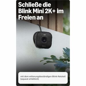 Blink Mini Indoor/Outdoor 2K Network Camera - Colour - 1 - Black - Colour Night Vision - 2560 x 1440 - 4x Optical - USB - 