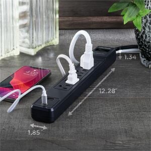 CyberPower CSP604UC Home Office Surge Protector with 1500 J Surge Suppression - Clamping Voltage 800V, 4 ft Cord, NEMA 5-1