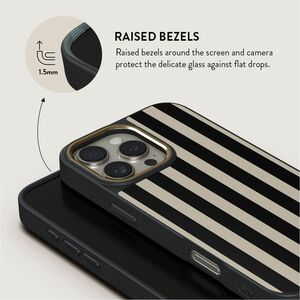 BURGA Case for Apple iPhone 16 Pro Smartphone - Bold Stripes, Black and White Patterns, Timeless Design, Prophecy - Black,