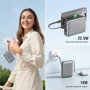 4smarts Pocket Stromspeicher - Grau - für Smartphone, Tablet-PC, Smartwatch, Kabellose Ohrhörer, Kamera, Lautsprecher - 20
