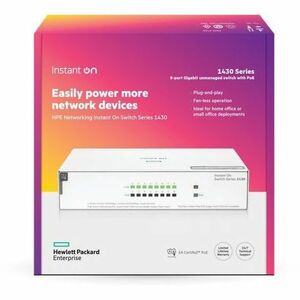 HPE Instant On 1430 8 Ports Ethernet Switch - Gigabit Ethernet - 10/100/1000Base-T - 2 Layer Supported - 64 W PoE Budget -