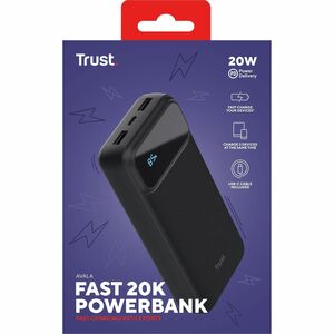 Powerbank Trust Avala - Pour Tablette PC, Smartphone, Notebook - 1 x Type-C 20W - Lithium Ion Polymère - 20000 mAh - 20 W 