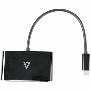 V7 V7UC2A2CHUB-BLK USB Hub - USB Type C - 5 GB/s - Smartphone, Notebook - Black - 4 Total USB Port(s) - PC, Mac