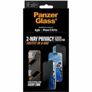 PanzerGlass Glass Privacy Screen Protector for Apple iPhone 17, iPhone 16 Pro - For Widescreen OLED iPhone 17, iPhone 16 P