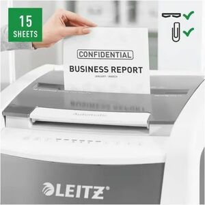 Leitz IQ Autofeed Office Pro 600 Paper Shredder - Continuous Shredder - Cross Cut - 15 Per MinuteCards - for shredding Sta