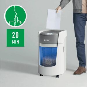 Leitz IQ OptiMax 350 Paper Shredder - Continuous Shredder - Micro Cut - 8 Per Pass - for shredding Paper - P-5 - 223 mm Th