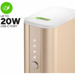 mophie Powerstation Mini Power Bank - Gold - For Apple Device, USB Type C Device, iPhone, Smartphone - 1 x Type-C 20W - 50