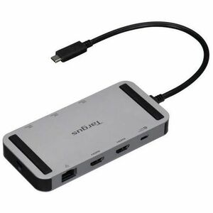 Targus 8 Port(s) USB4 Docking Station for Notebook, Monitor - Charging Capability - Silver - Portable - 2 Displays Support
